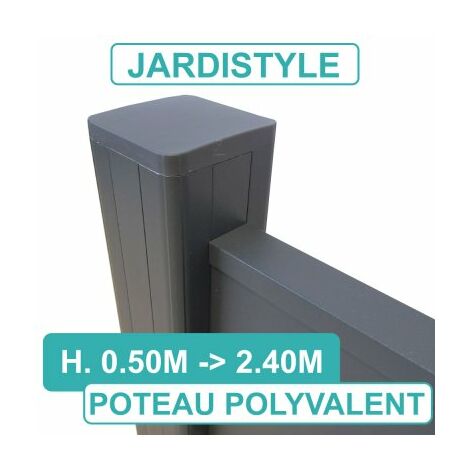 Cloture & Jardin – Poteau pour clôture aluminium et composite 1,10m – Capuchon PVC inclus – Résistant à la rouille et à la corrosion – Gris anthracite