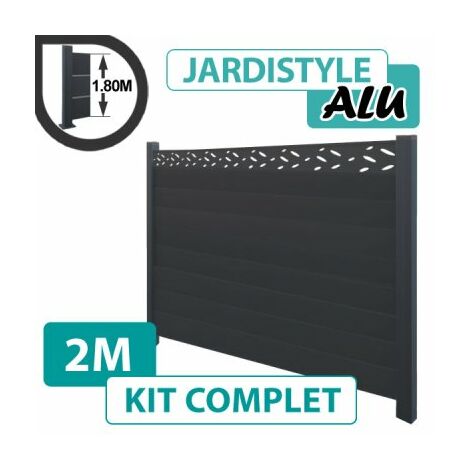 Kit Clôture Aluminium Gris Anthracite 2M - Design - 1,80 mètre (1/4)