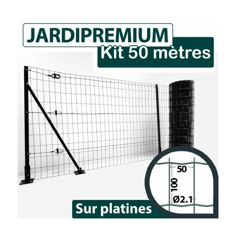 Kit Grillage Soudé sur Platines Gris Anthracite 50M - JARDIPREMIUM - Maille 100x50mm - 1,50 mètre (1/4)