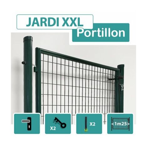 Cloture & Jardin – Portillon grillagé gris anthracite 1,25m – Ouverture réversible – Grillage maille 100x50mm – Pour passage tondeuses
