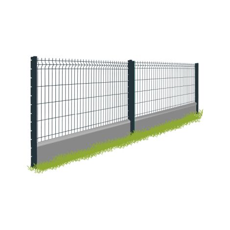 Kit Grillage Rigide Gris avec Soubassement Alu Anodisé 50M - JARDIMALIN CLIPS+ - 1,23 mètre
