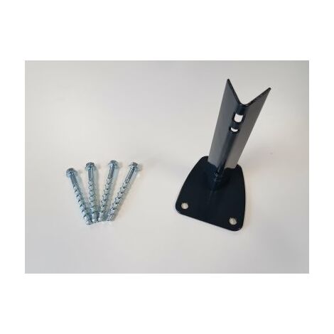 Cloture & Jardin – Platine poteau à encoches gris anthracite – Acier zingué thermolaqué – Dimensions 7.5x13.5cm – Fixation béton avec vis double filetage