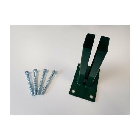 Cloture & Jardin – Kit platine pour poteau carré de portillon barreaudé – Acier zingué – Dimensions 150x100mm – Fixation béton – Vis d'ancrage 8x75mm
