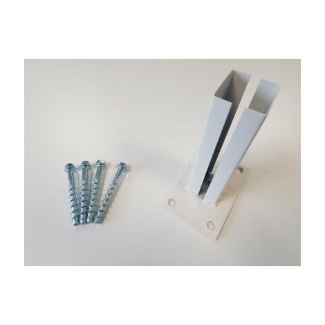 Kit Platine pour Poteau Carré de Portillon Barreaudé ou Premium Blanc + Visserie