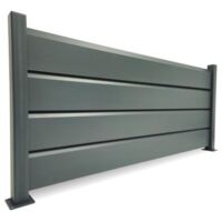 Kit Clôture Aluminium Gris Anthracite 4M - Persienne - Sur Platines - 1 mètre
