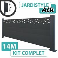 Kit Clôture Aluminium Gris Anthracite 14M - Design - Sur Platines - 1 mètre