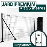 Kit Grillage Soudé sur Platines Vert 25M - JARDIPREMIUM - Maille 100x50mm - 1,20 mètre