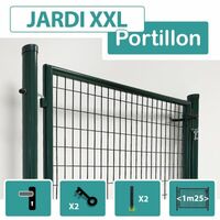Cloture & Jardin – Portillon grillagé gris anthracite 1,25m – Ouverture réversible – Grillage maille 100x50mm – Pour passage tondeuse