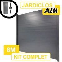 Kit Clôture Aluminium Gris Anthracite 8M - JARDICLOS - A Sceller - 2 mètres