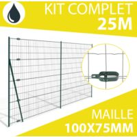 Kit Grillage Soudé Gris 25M - JARDIMALIN - Maille 100x75mm - 1 mètre - Gris Anthracite (RAL 7016)