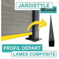 Cloture & Jardin – Profil de départ aluminium pour clôture composite – Longueur 180 cm – Hauteur 18 cm – Couleur gris anthracite – Épaisseur 1.8 cm
