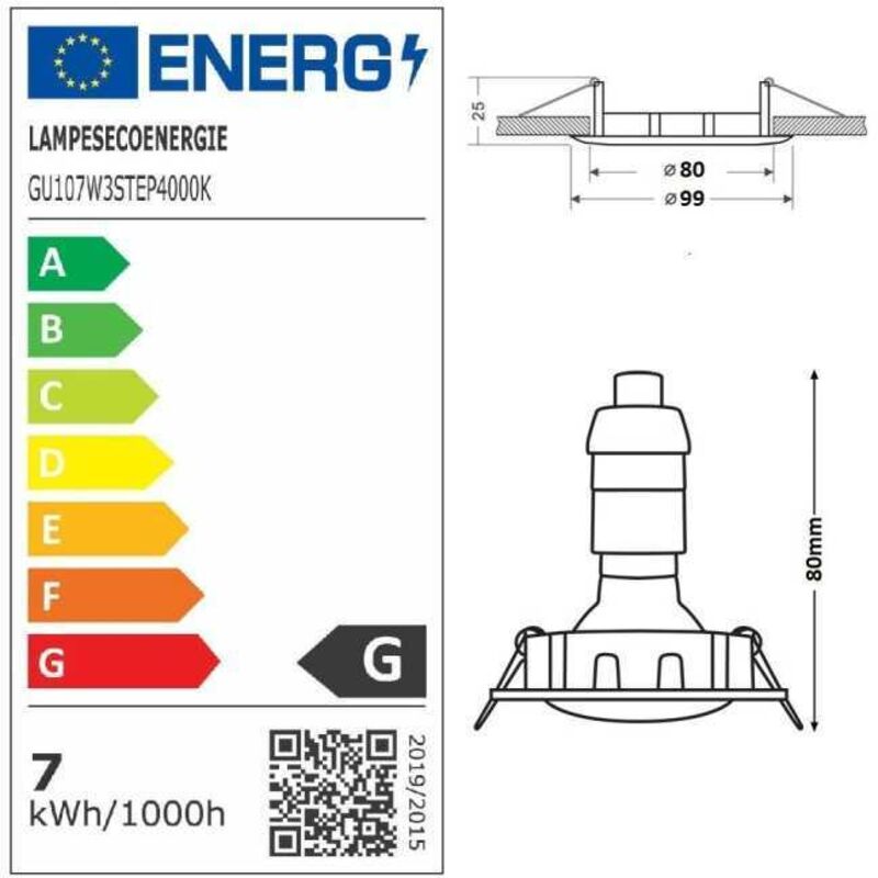 Lot De 5 Spots Encastrables Noir Mat 7W - 3 Intensités Réglables - Lumière Blanc Neutre 4000K - Neuf