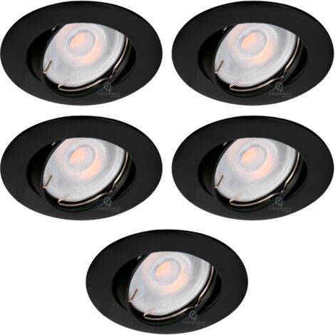 Lot de 5 Spots Aluminium Orientable Noir Mat avec GU10 LED de 5W eqv. 50W Blanc Neutre 4000K (1/5)
