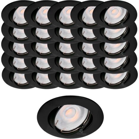 Lot de 25 Spots Aluminium Orientable Noir Mat avec GU10 LED de 5W eqv. 50W Blanc Neutre 4000K