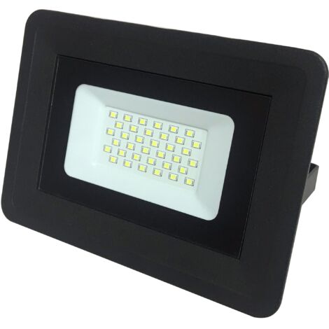 Lampesecoenergie – Projecteur LED 30W noir 6000K – Éclairage extérieur IP65 – 2400 lumens – Angle de diffusion 110° – Dimensions 159x122x26mm (1/3)