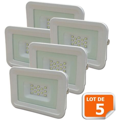 Lampesecoenergie – Lot de 5 projecteurs LED 10W blanc froid 6000K – IP65 pour extérieur – 800 lumens – Alimentation 220-240V AC – Angle de diffusion 110°