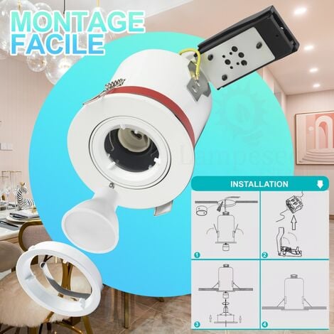 Lot de 15 Support de spot BBC Orientable diametre 100mm avec douille GU10 ref. 802