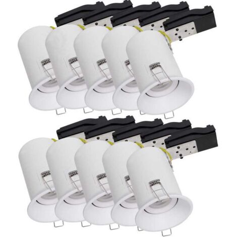 Lampesecoenergie – Lot de 10 supports de spot encastrable GU10 – IP20 étanche – 93mm diamètre – Fixation 1/4 de tour – Basse luminance pour intérieur - RT2012 (1/5)