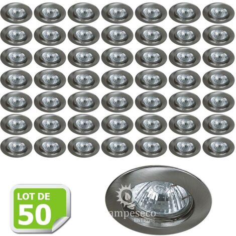 Lot de 50 Fixation de spot encastrable Classic Alu Brossé Diamètre 77mm ref. 949