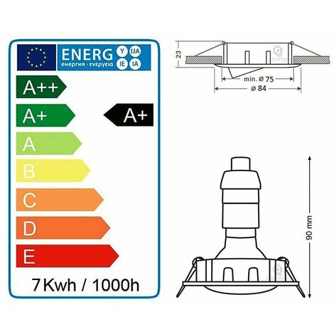 5 Spots led 3-step dimmable sans variateur 7w eq.56w blanc chaud orientable finition alu brossé
