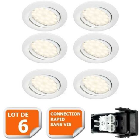Lampesecoenergie – Lot de 6 spots encastrables orientables LED GU10 5W – Blanc chaud 2800K – Installation simple 230V – Angle de diffusion 120° (1/5)
