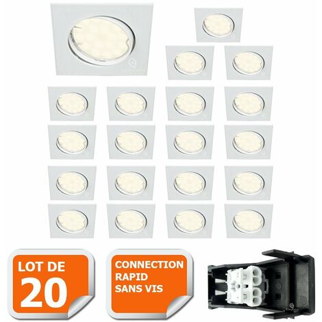 Lot de 20 collerettes supports encastrables orientables Spot LED