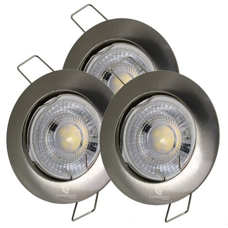 Lot de 3 Spot led carré 230v alu brossé 38° led blanc neutre