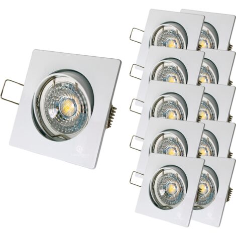 Lot De 10 Spots LED Encastrables Orientables - Ampoules GU10 3W 3000K Blanc Chaud Incluses - Ø68mm - Blanc