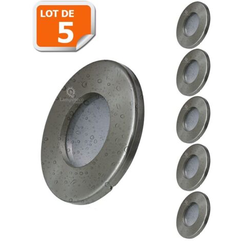 5X Spots LED Encastrables Alu Brossé Etanche IP44 Pour Salle de Bain Blanc Neutre