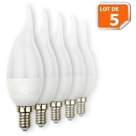 Lot de 5 Ampoules Led Flamme 5W Super Puissante culot à vis E14 (1/3)