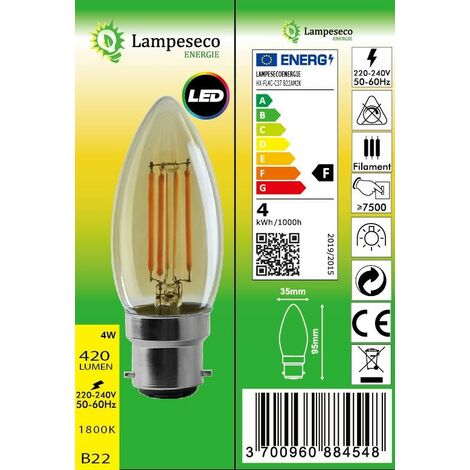 Ampoule Led Flamme Coup de Vent Filament 4 watt (éq. 42 Watt