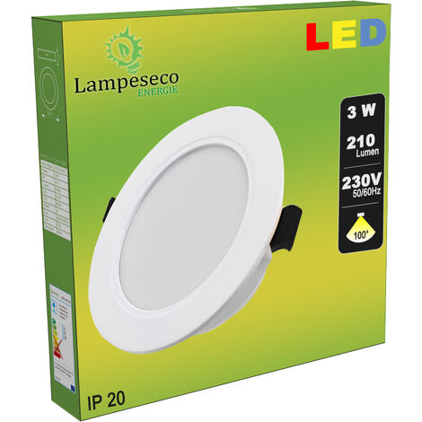 Lot de 3 Spot Encastrable LED Downlight Panel Extra-Plat 3W Blanc Neutre  4200-4500K