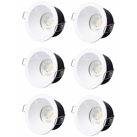 Support encastrable escargot ronde acier brossé pour ampoules halogènes,  CFL ou LED