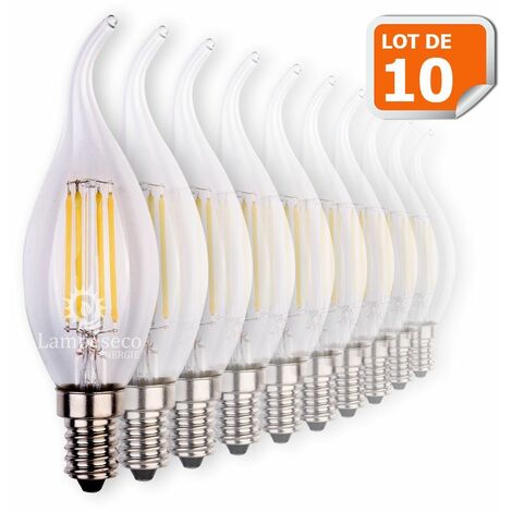 Lot de 10 Ampoules Led Flamme Filament 4 watt (éq. 42 Watt) Culot