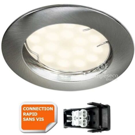 Lampesecoenergie – Spot encastrable rond fixe 5W GU10 – Aluminium brossé – Lumière blanche neutre 460LM – Tension 220-240V – Angle de diffusion 120° (1/5)