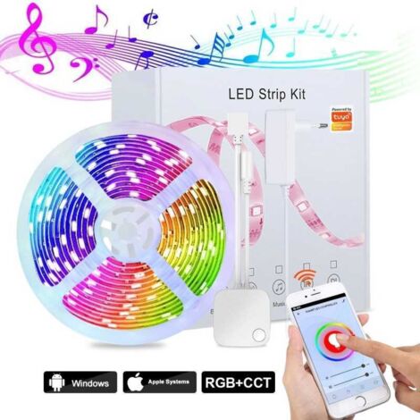 Kit de bandes lumineuses 5 Metre RGB+CCT WIFI intelligentes pour la musique compatibles avec Alexa, Google Assistant (1/5)