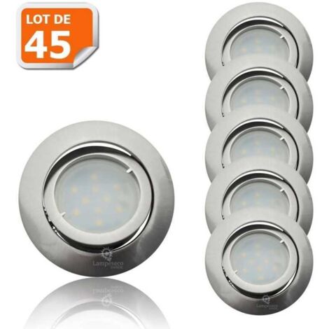 Lot de 45 Spot Led Encastrable Complete Satin Orientable lumière Blanc Neutre eq. 50W ref.895 (1/5)