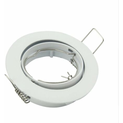 Support encastrable ronde orientable blanc pour ampoule GU10 Led ou halogène