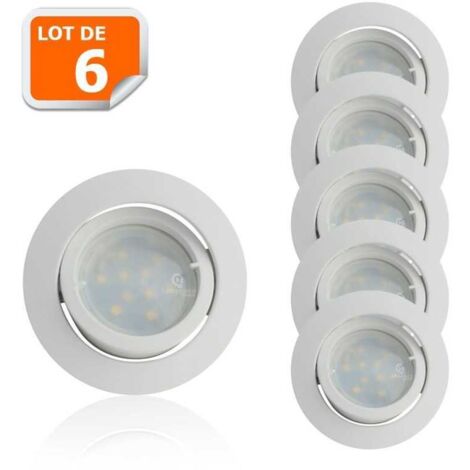 Lot de 6 Spot Led Encastrable Complete Blanc Orientable lumière Blanc Chaud eq. 50W ref.13 (1/5)
