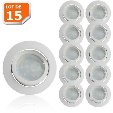 Lot de 15 Spot Led Encastrable Complete Blanc Orientable lumière Blanc Chaud eq. 50W ref.193 (1/5)