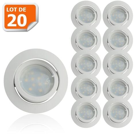 Lot de 20 collerettes supports encastrables orientables Spot LED