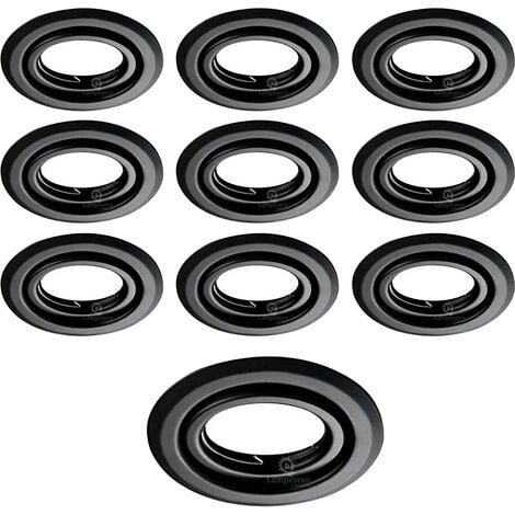 Lot de 10 Spots encastrables orientables Noir Mat avec GU10 LED de 5W eqv. 50W Blanc Froid 6000K