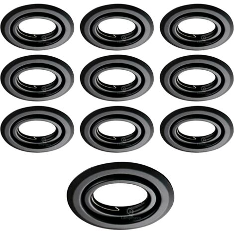 Lot de 10 Spots encastrables orientables Noir Mat avec GU10 LED de 5W eqv. 50W Blanc Chaud 3000K