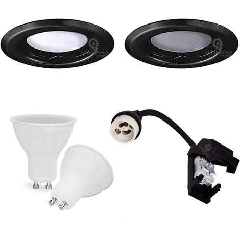 Lot de 20 Spots Encastrables Fixe Noir Mat avec GU10 LED 5W eqv. 50W Blanc Chaud 3000K