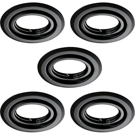 Lot de 5 Spots encastrables orientables Noir Mat avec GU10 LED de 5W eqv. 50W Blanc Chaud 3000K