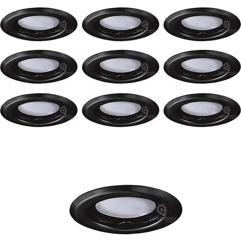 Lot de 10 Spots Encastrables Fixe Noir Mat avec GU10 LED 5W eqv. 50W Blanc Neutre 4000K