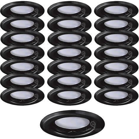 Lot de 50 Spots Encastrables Fixe Noir Mat avec GU10 LED 5W eqv. 50W Blanc Neutre 4000K