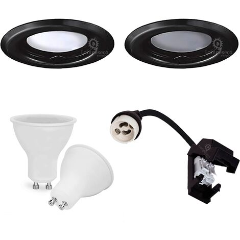 Lot de 50 Spots Encastrables Fixe Noir Mat avec GU10 LED 5W eqv. 50W Blanc Neutre 4000K