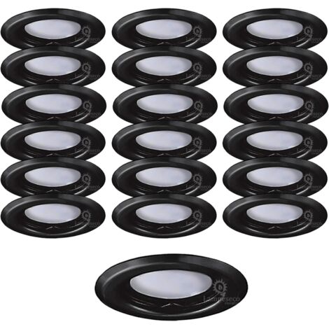 Lampesecoenergie – Lot de 20 spots encastrables fixes noir mat – GU10 LED 5W équivalent 50W – Blanc neutre 4000K – Installation facile sans vis (1/4)