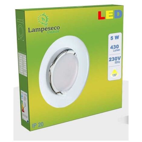 Spot Led Encastrable Complete Blanc Lumière Blanc Chaud 5W eq.50W ref.267 (1/4)